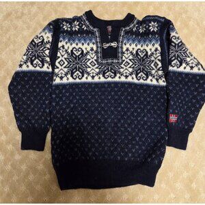 Arctic Circle Norway Sweater Womens Medium Blue Pure Wool Nordic Clasp Pullove